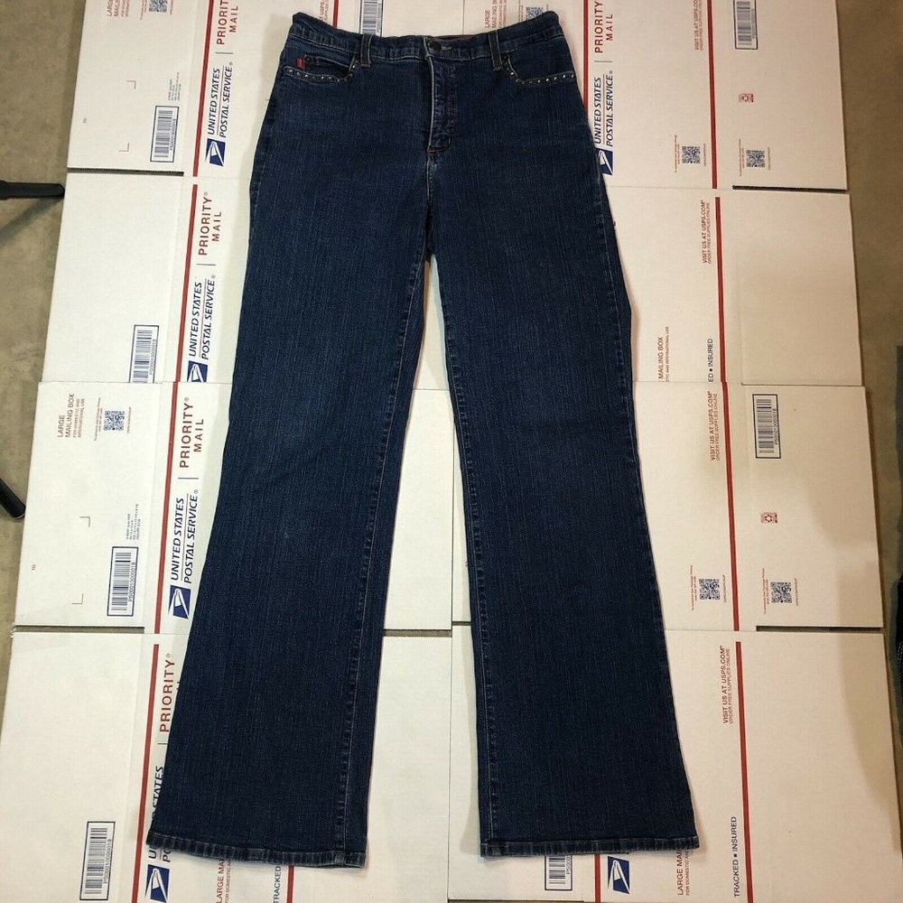 Tummy Tuck Jeans NYDJ Crystal Back Pockets Women With Curves Size 8 Bootcut